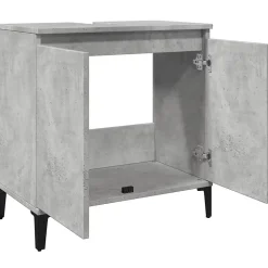 ZMH Meuble d'évier gris béton 58x33x60 cm bois d'ingénierie
