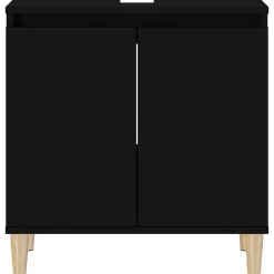 ZMH Meuble d'évier noir 58x33x60 cm bois d'ingénierie