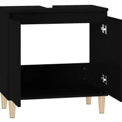 ZMH Meuble d'évier noir 58x33x60 cm bois d'ingénierie