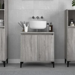ZMH Meuble d'évier sonoma gris 58x33x60 cm bois d'ingénierie
