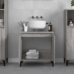 ZMH Meuble d'évier sonoma gris 58x33x60 cm bois d'ingénierie
