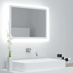 ZMH Miroir à LED de salle de bain Blanc 60x8,5x37 cm Acrylique
