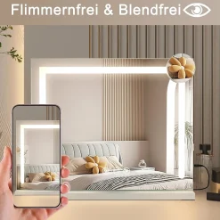 ZMH Miroir de Maquillage Éclairant 50x40cm avec 3 Modes de Lumière et Intensité Variable
