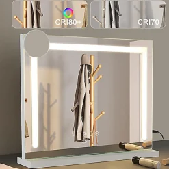 ZMH Miroir de Maquillage Éclairant 50x40cm avec 3 Modes de Lumière et Intensité Variable
