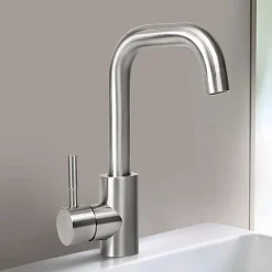 ZMH Mitigeur de lavabo moderne en acier inoxydable pour salle de bain avec douche extractible