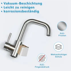 ZMH Mitigeur de lavabo moderne en acier inoxydable pour salle de bain avec douche extractible