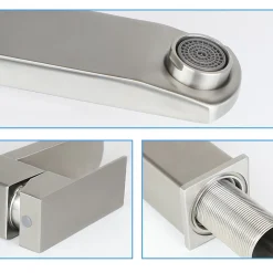 ZMH Robinet de lavabo en acier inoxydable haute pression avec mitigeur monocommande
