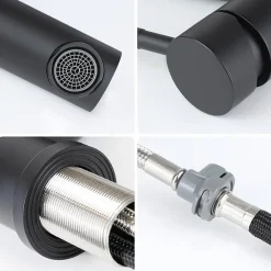 ZMH Robinet de lavabo noir avec douchette extensible pour salle de bain et cuisine