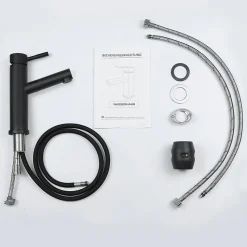 ZMH Robinet de lavabo noir avec douchette extensible pour salle de bain et cuisine