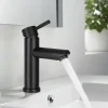 ZMH Robinet de Lavabo Noir à Haute Pression avec Mitigeur à Une Poignée pour Cuisine