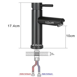 ZMH Robinet de Lavabo Noir à Haute Pression avec Mitigeur à Une Poignée pour Cuisine